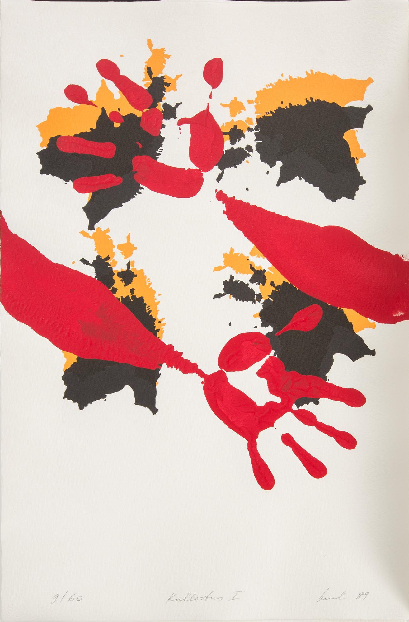 RAUL MEEL, 6 färgserigrafier med konstnärens handavtryck direkt på pappret, signerade, numrerade 9/60 och daterade- 89.