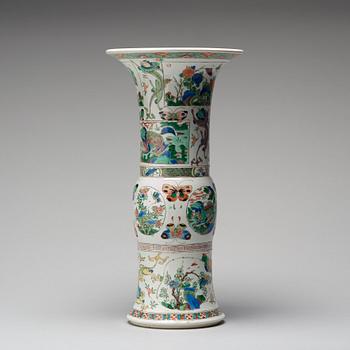 A famille verte Gu shaped vase, Qing dynasty, Kangxi (1662-1722).