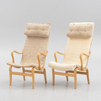 Bruno Mathsson, a pair of 'Eva high' armchairs, Dux, late 20th century.