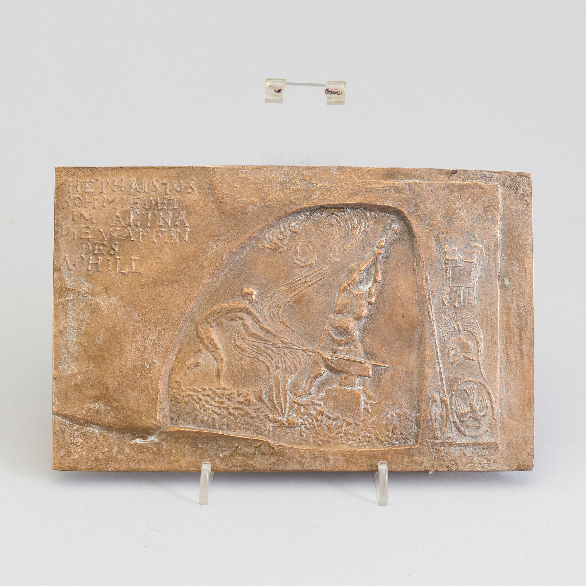 HANS WIMMER, a bronze relief, signed.