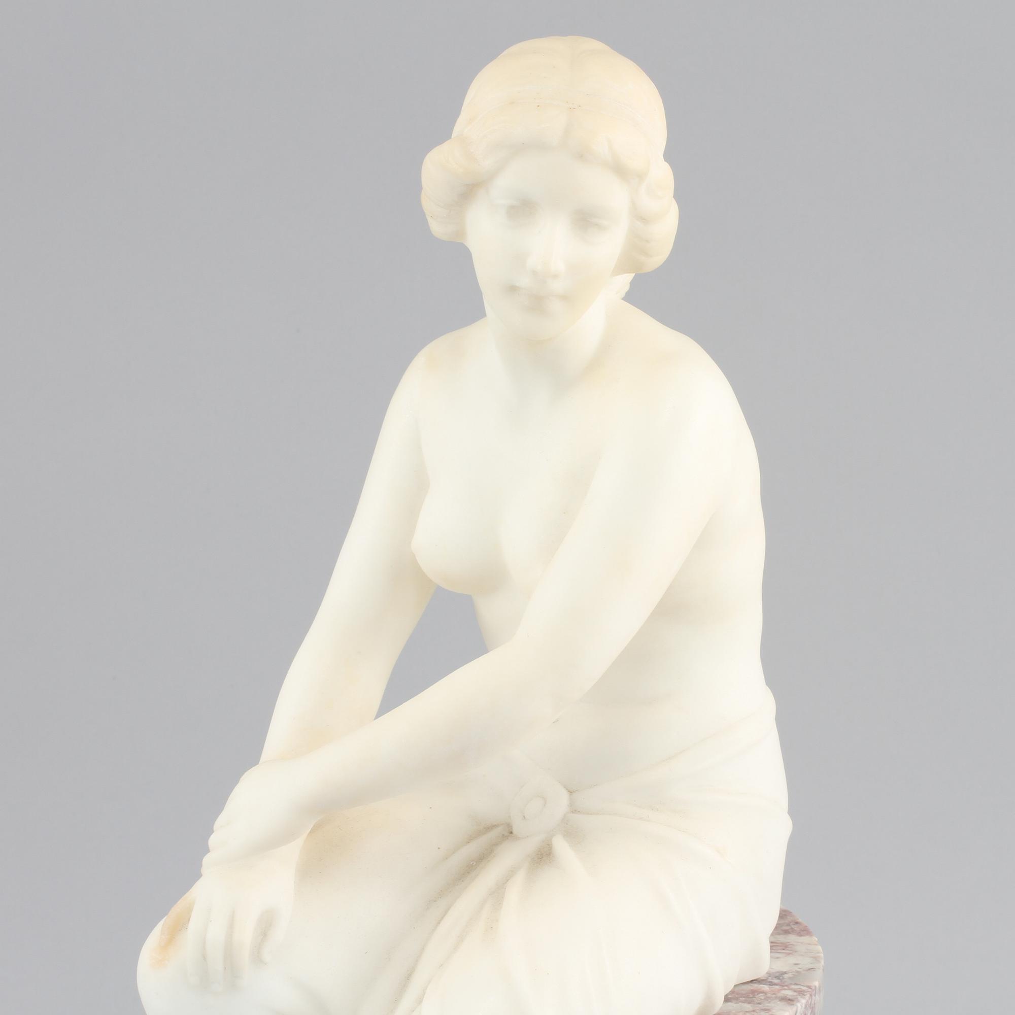 SKULPTUR, alabaster, omkring sekelskiftet 1900.