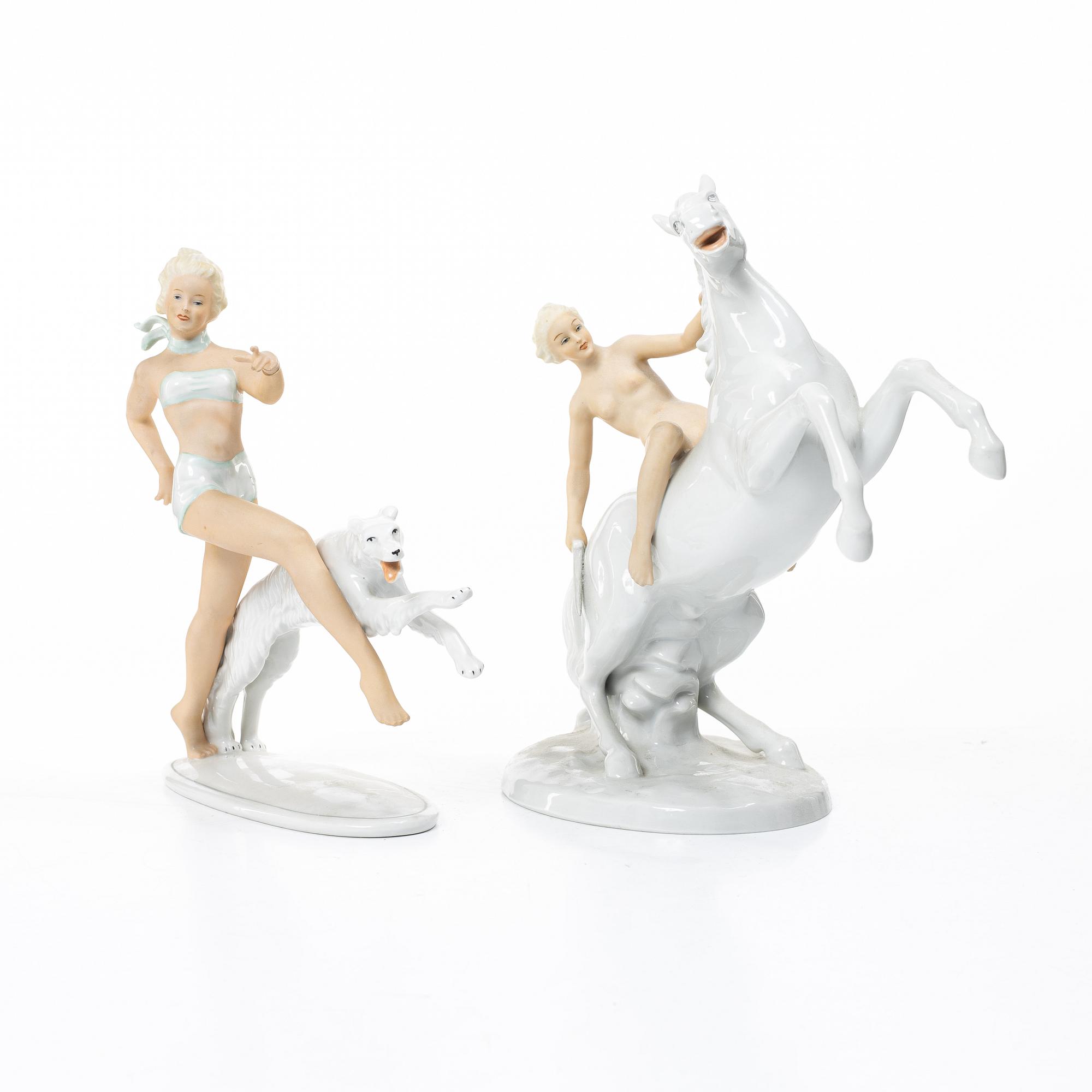 Figurines, 6 pieces, porcelain, including Schaubach Kunst, 20th century.