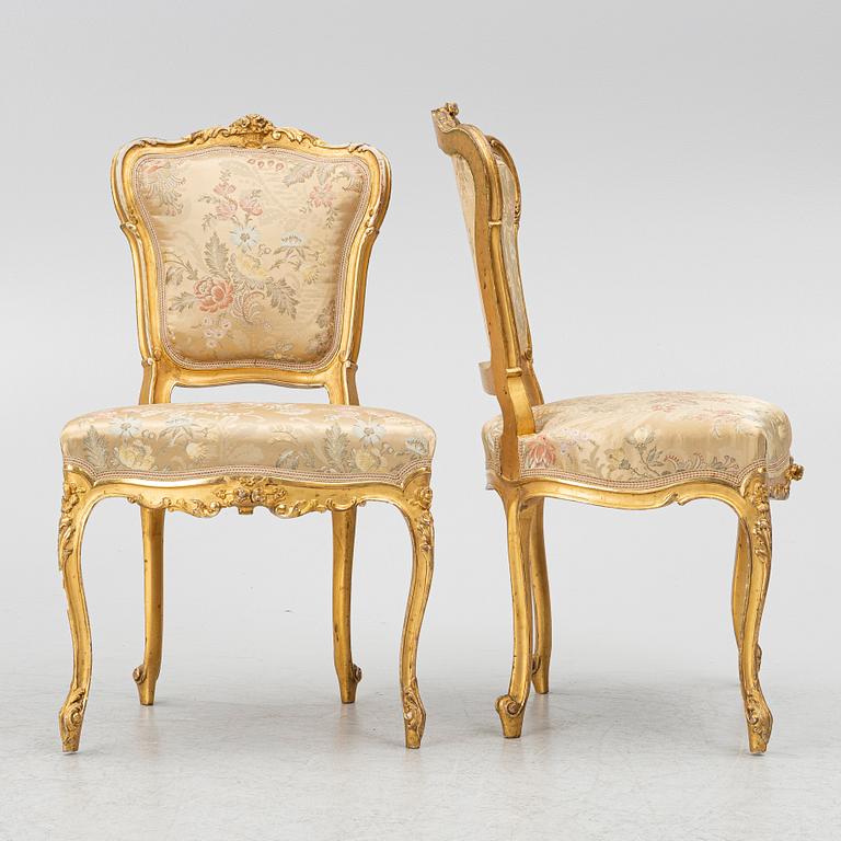 Stolar, 4 st,Louis XV-stil, omkring år 1900.