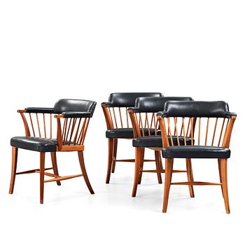 288. Josef Frank, a set of four mahogany "Captains chairs" model 789A, Firma Svenskt Tenn, 1950-60's.