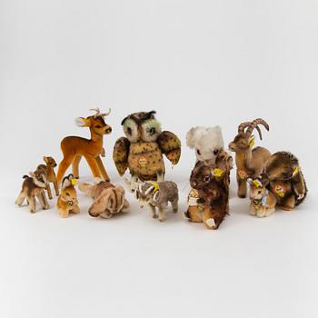 Twelve Steiff animals Germany 1960s.