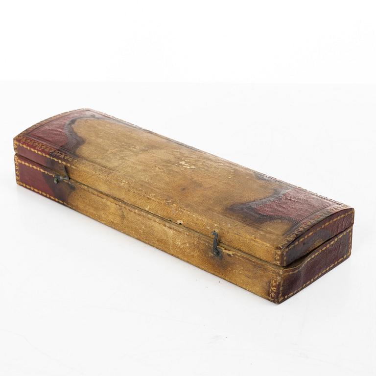 A three piece silver travel cutlery set in case, mark of Johan Carlsson, Norrköping 1833-34.