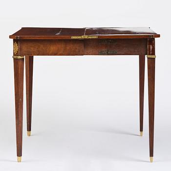 A Gustavian 'concertina action' mahogany games table by Georg Haupt (master in Stockholm 1770-84).