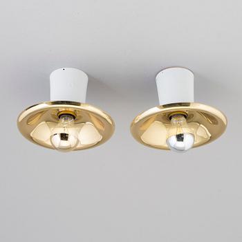 A pair of wall / ceiling lamps, model no 2162, by Josef Frank, Svenskt Tenn, designed the late 1920s.