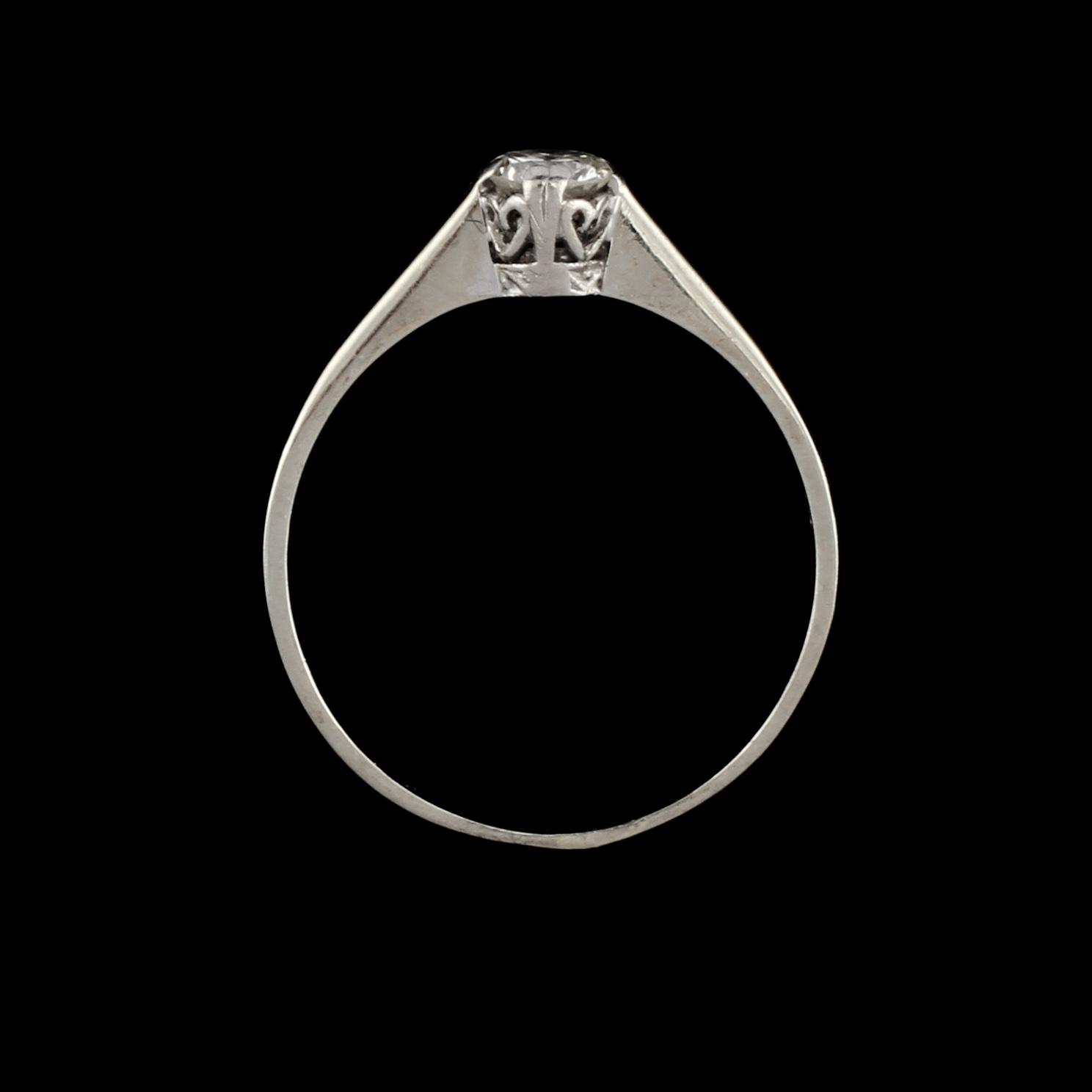 RING, 18k vitguld med briljantslipad diamant ca 0.20 ct, utländska stämplar. Vikt 1 g.