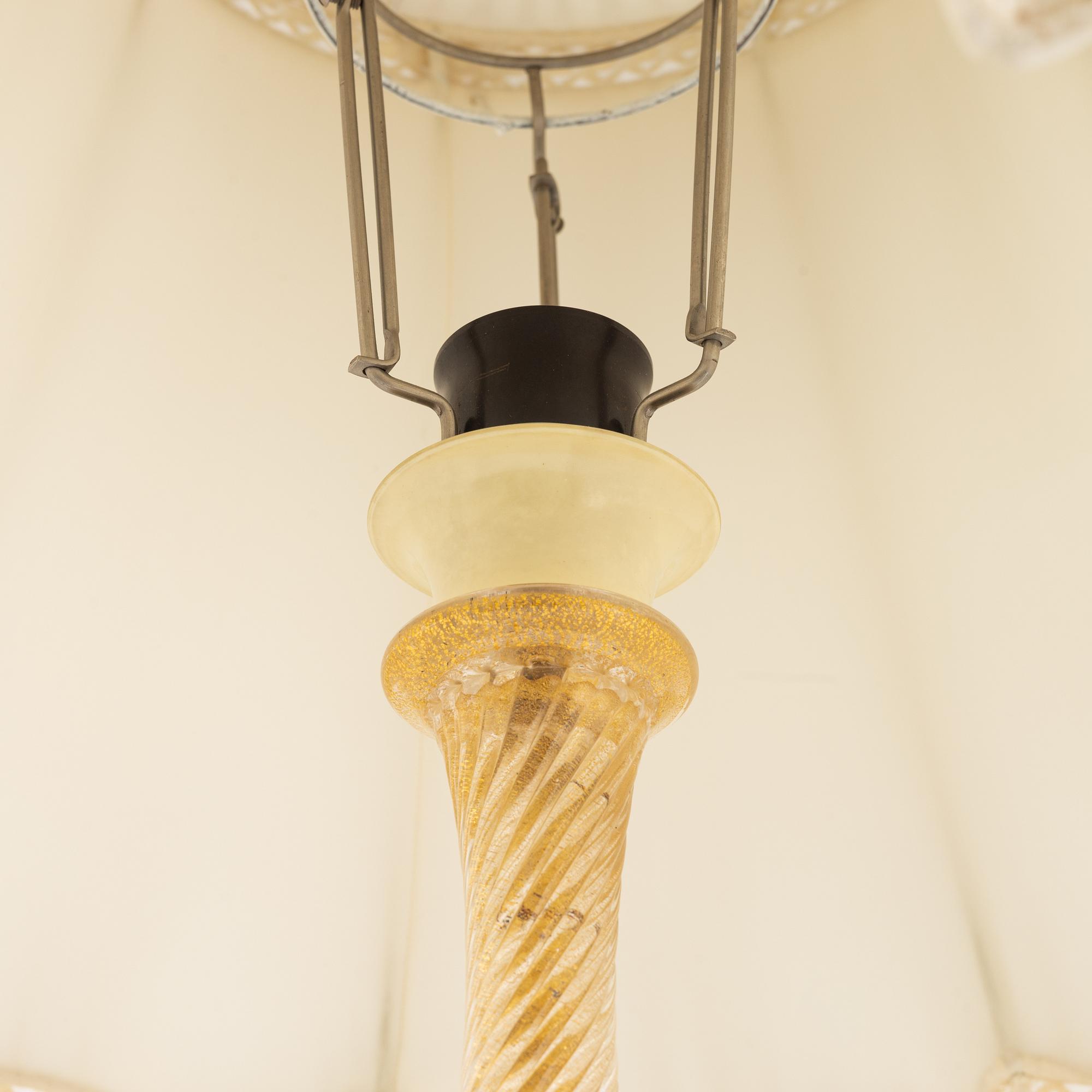 Table lamp, glass, possibly Barovier & Toso, Murano, Italy.