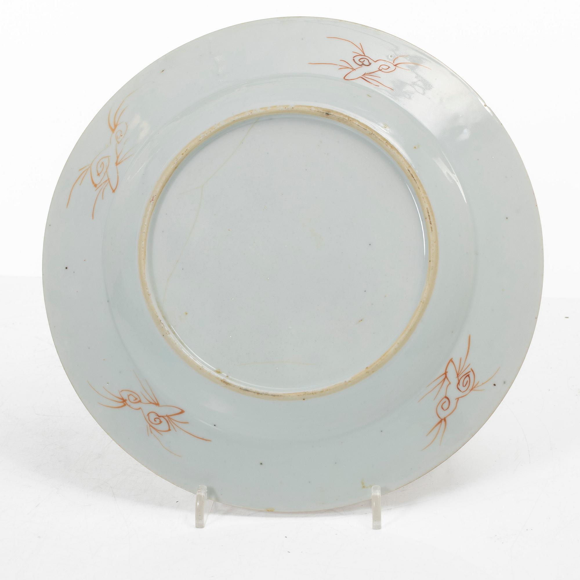 Tallrikar, 7 st,  Kina, Qingdynastin, Qianlong (1736-95).