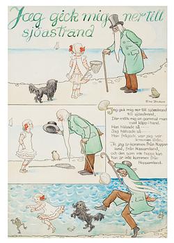 ELSA BESKOW, akvarell, Signerad Elsa Beskow.