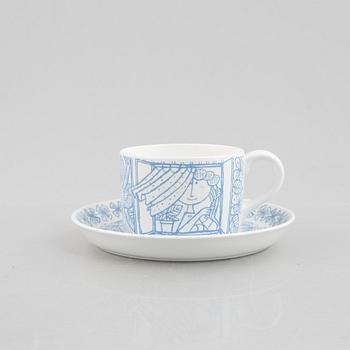 Stig Lindberg, six tea cups with saucers "Boro", Gustavsberg.