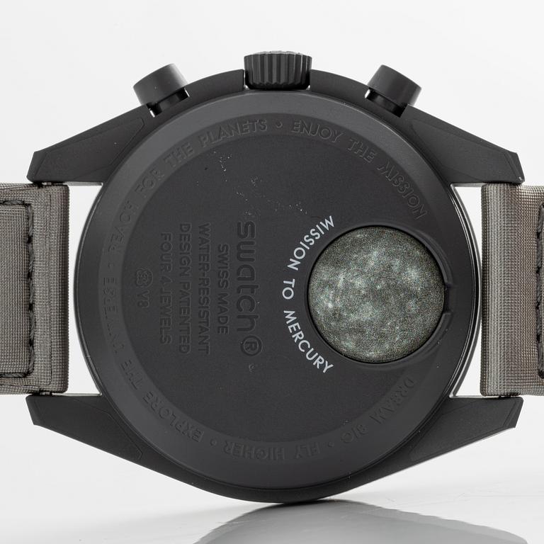 Swatch/Omega, MoonSwatch, Mission to Mercury, chronograph, wristwatch, 42 mm.