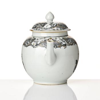 A grisaille tea pot with cover, Qing dynasty, Qianlong (1736-95).