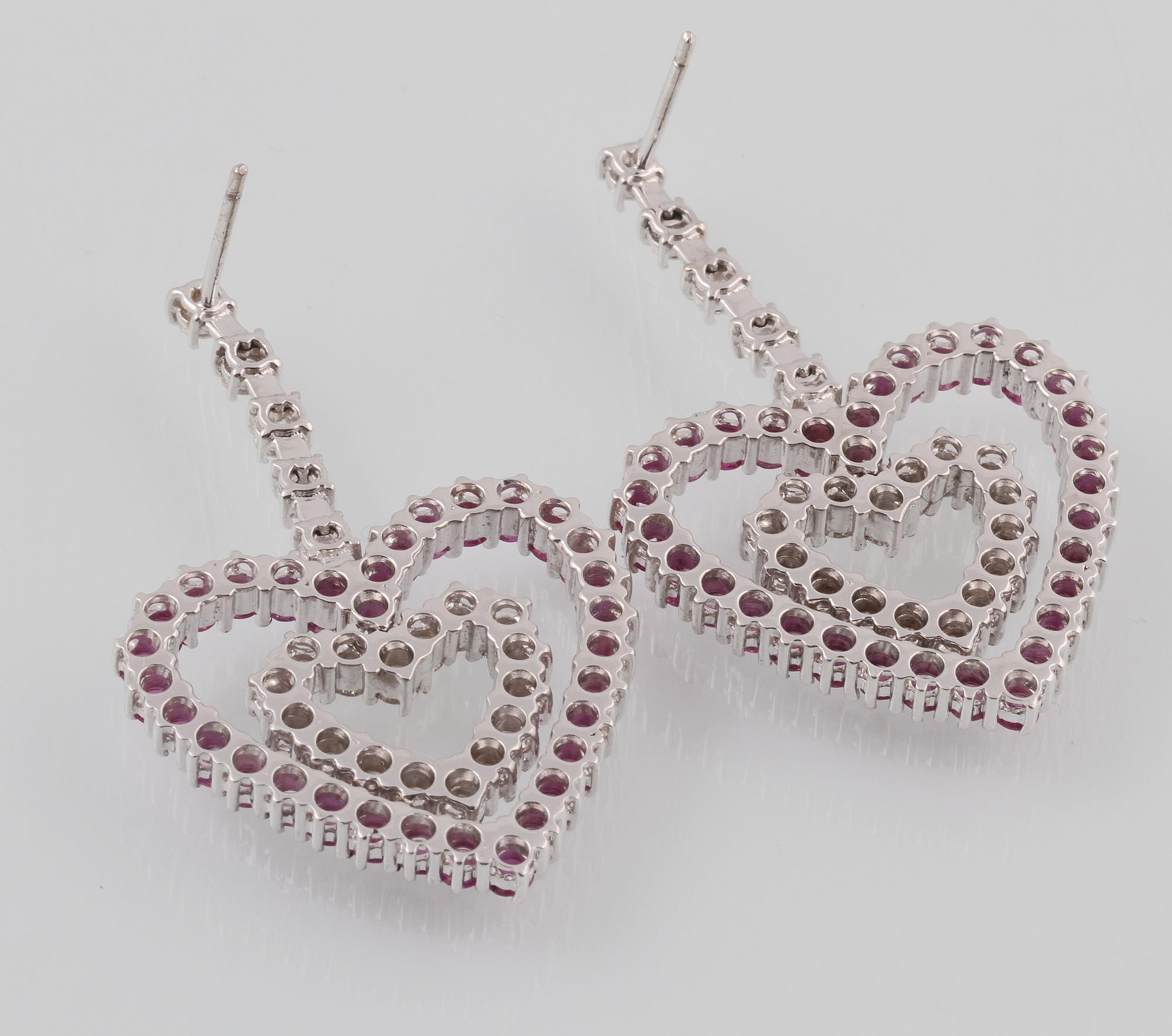 ÖRHÄNGEN, 18K vitguld med briljantslipade diamanter samt rosa safirer. Vikt 22,4 gram.