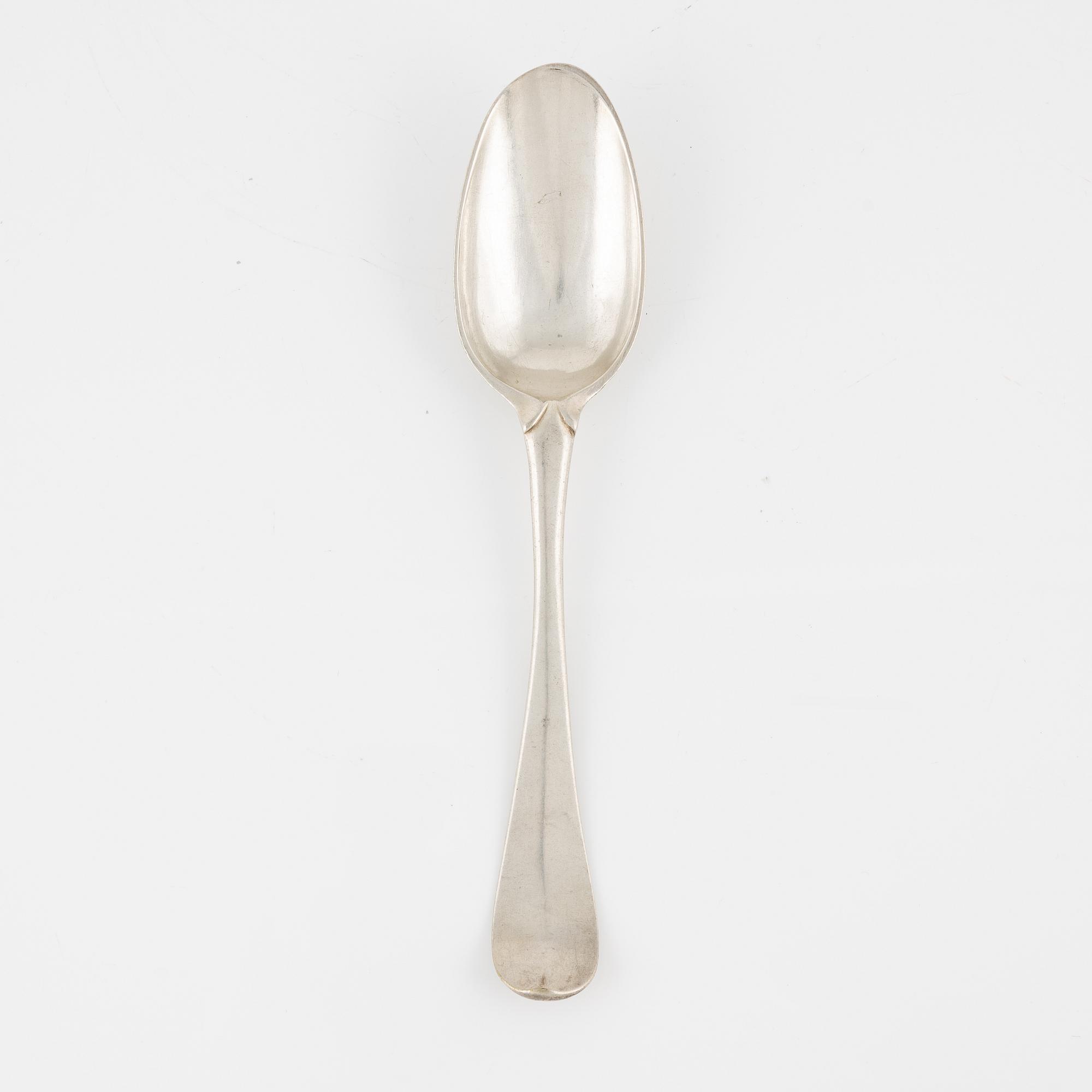 A set of twenty North-European silver rococo spoons, maker's mark IVH possibly for Jacob von Herberg .