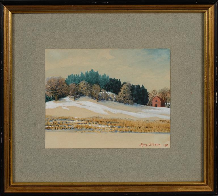 AKVARELLER, 6 st, bl a August Olsson, 1900-talets första hälft.