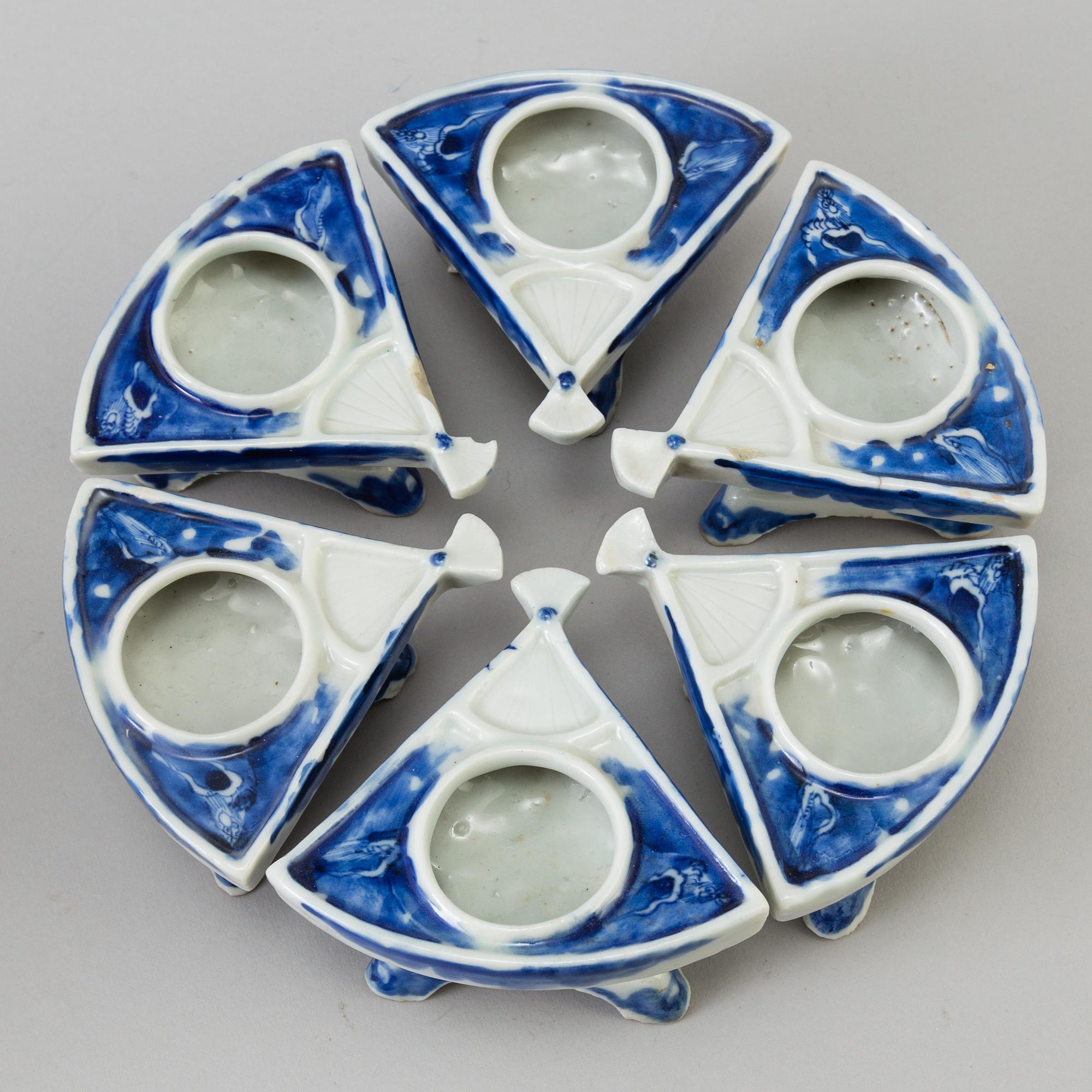 A set of fan-shaped bowls and a larger bowl, Japan, Meiji (1868-1911).