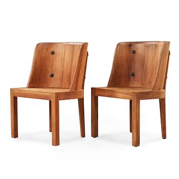 523. A pair of Axel Einar Hjorth stained pine armchairs, 'Lovö', Nordiska Kompaniet, 1930's.