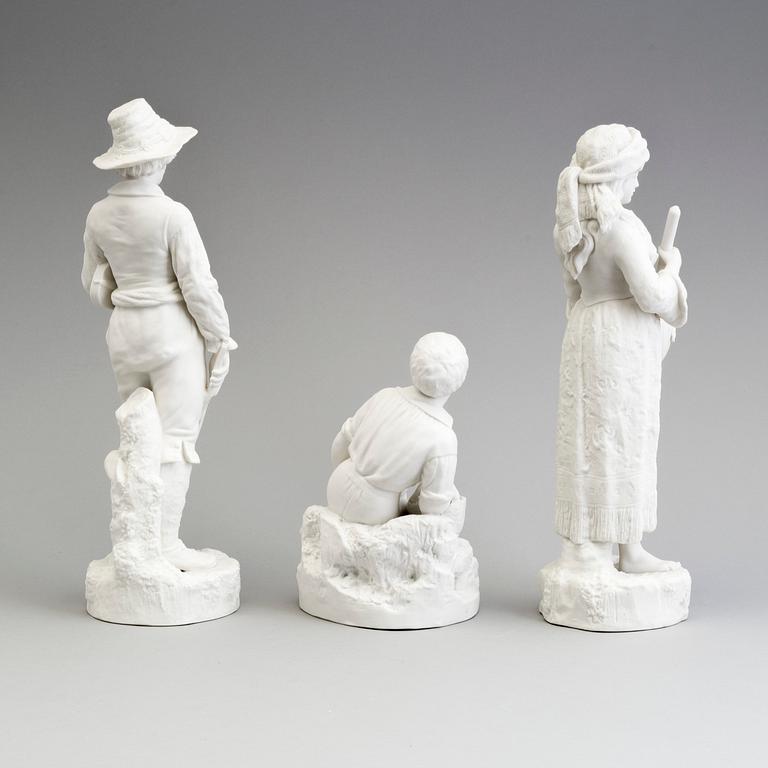 THREE PARIAN FIGURES, Gustafsberg, second half of the 19th century.