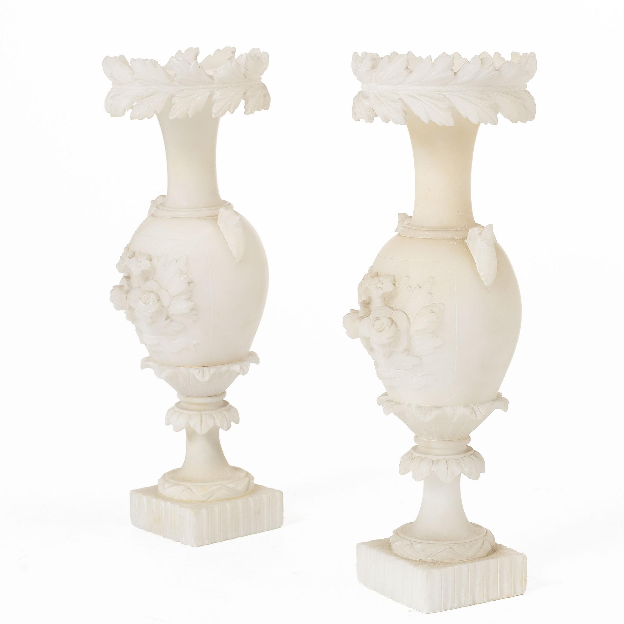 A pair of alabaster vases, Italy, circa 1900.