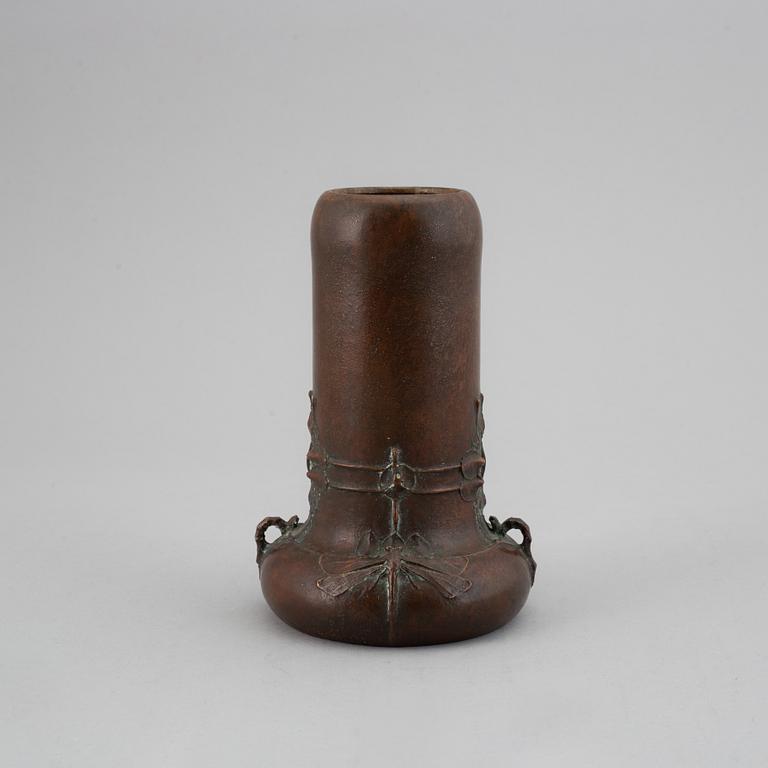 A Hugo Elmqvist Art Nouveau patinated bronze vase, by Elsa Kock, Stockholm, early 1900's.