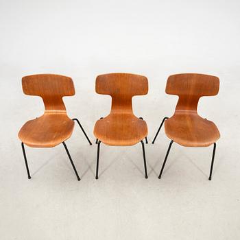 Arne Jacobsen, stolar 6 st "T-stolen" modell 3103 Fritz Hansen 1968.
