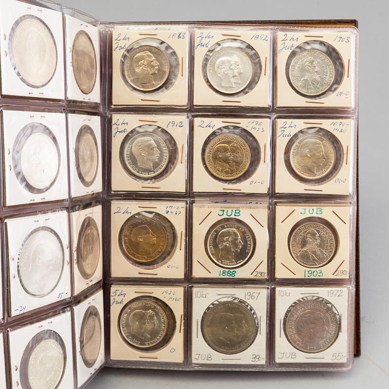 SAMLING MYNT, 102 stycken, bland annat Sverige och Danmark, 1900-tal.