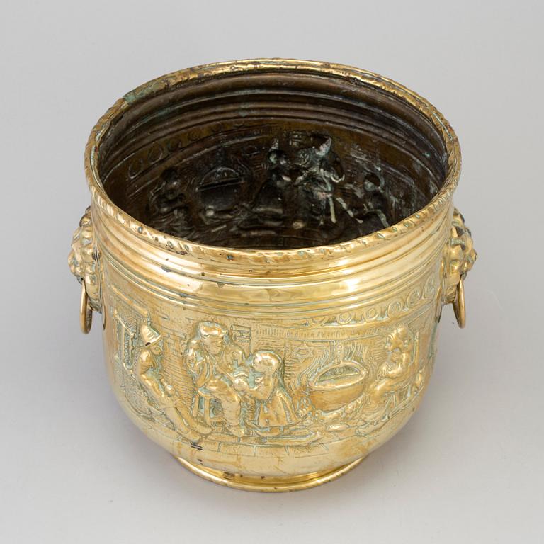 An 18th/19th century brass flower pot.