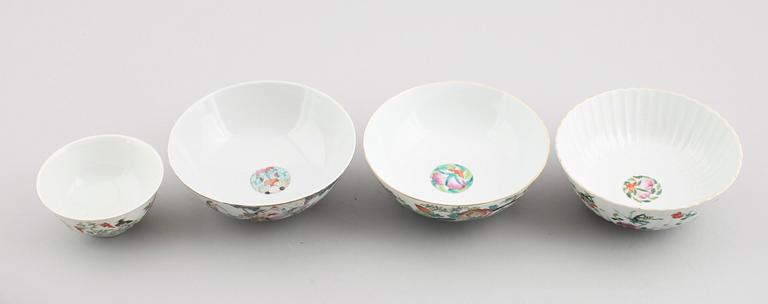 SKÅLAR, 4 st, porslin, Kina, 1800/1900-tal.