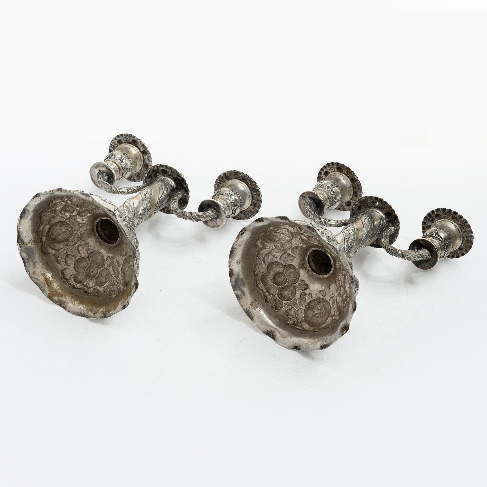 Kandelabrar, ett par, silver, barockstil, Tyskland 1900-tal.