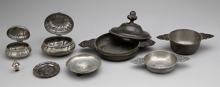 PARTI TENN, 6 delar, mestadels Tyskland, 1800/1900-tal.
