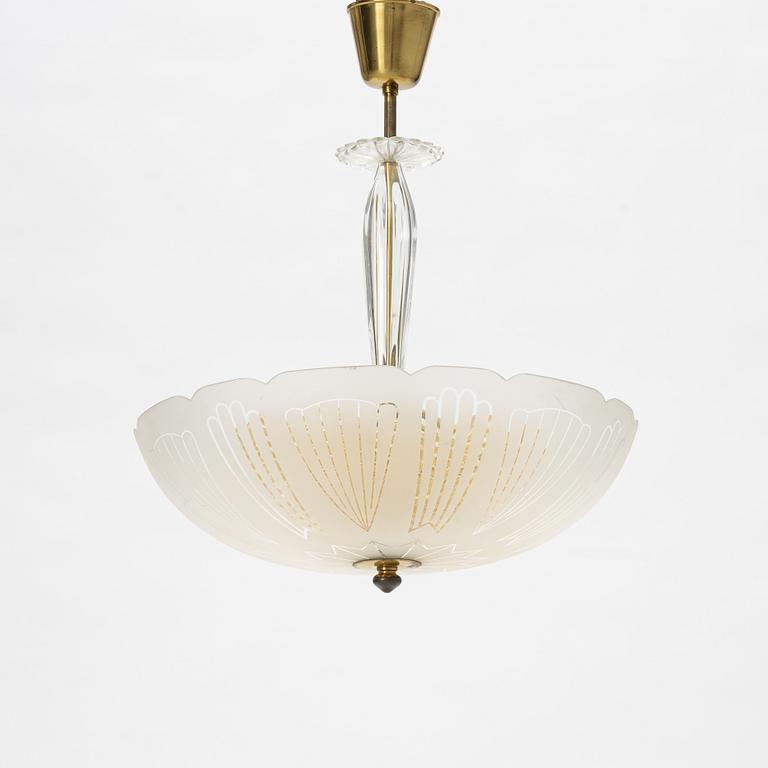 A Swedish Modern ceiling lamp, Orrefors, 1940's.