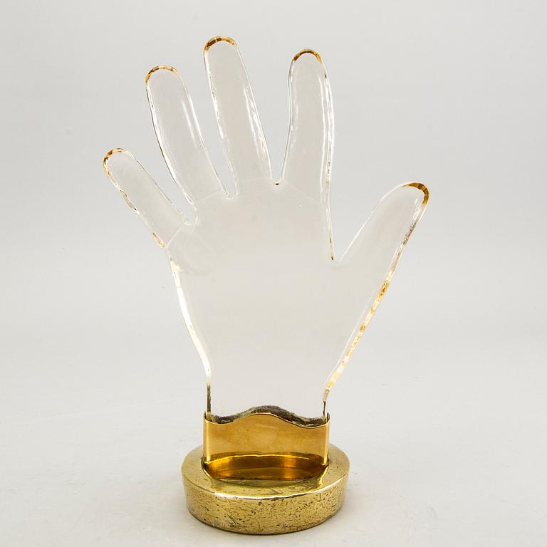 Estrid Ericson, attributed to, a brass and glass sculpture for exposing rings at Svenskt Tenn, 1950-1960s.