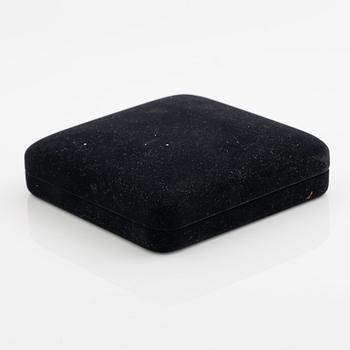 Garniture, necklace and bracelet silver with amethysts, brooch gold-coloured metal with purple paste stones,