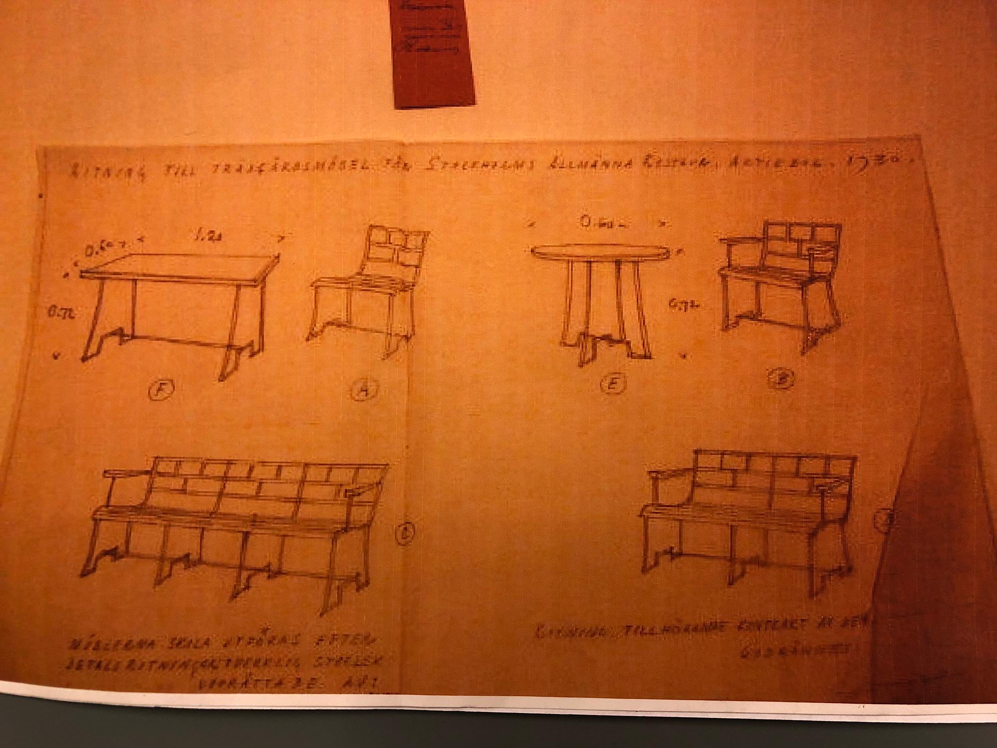 Carl Hörvik, trädgårdsmöbel, bord med 4 stolar för Stadshotellet Båstad eller Lindgården, Stockholm ca 1927-29.