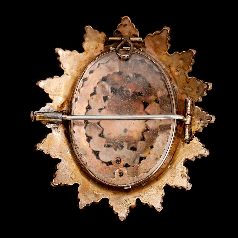 BROSCH/HÄNGE, granater, omkring år 1900.