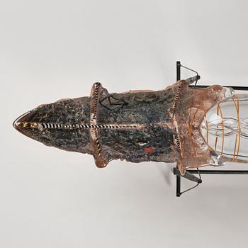 Bertil Vallien, "Precious Cargo", unik skulptur, båt, sandgjutet glas, Kosta Boda 1987.