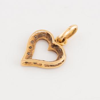 Pendant, heart, 18K gold with eight-cut diamonds.