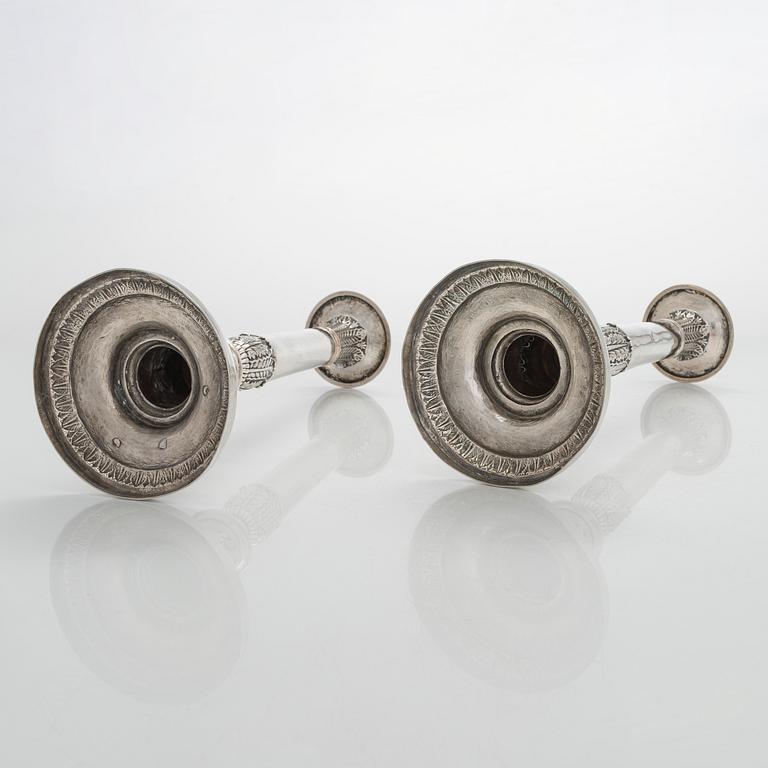 A pair of Empire silver candlesticks, Northern Europe, first half of the 19th century.