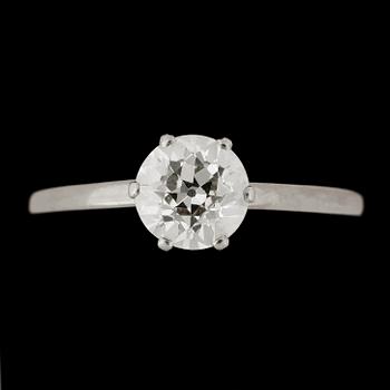 RING, 18K vitguld med gammalslipad diamant, Diam diamant ca 6,42 mm. W.A Bolin, Stockholm, troligen 1944.