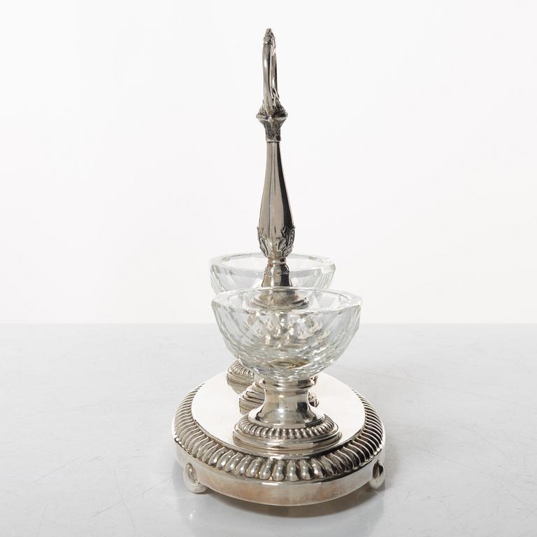 Table centerpiece, sterling silver and glass, late 20th century.