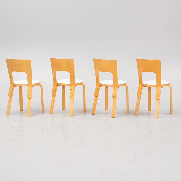 Alvar Aalto, tuoleja 4 kpl, malli 66, Artek 1900-luvun loppua.