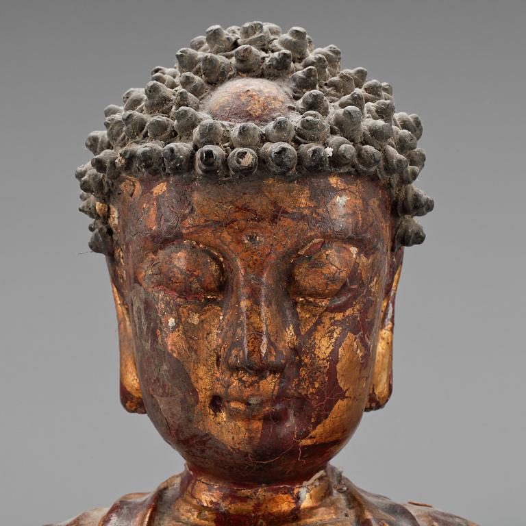 FIGUR, lergods, Buddha, tidigt 1900-tal.