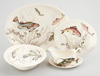 FISKSERVIS, 17 delar, porslin, "Fish", Johnson Bros, England, 1900-talets mitt.