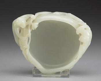 A nephrite brush washer, Qing dynasty, early 20th Century.
