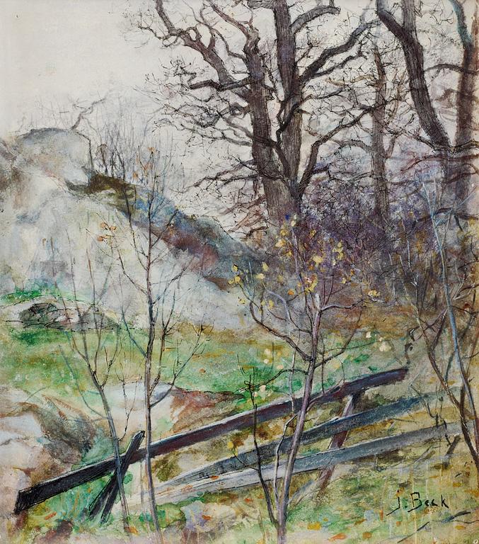 Julia Beck, Forest glade with fence.