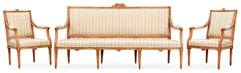 SALONGSGRUPP, tre delar. Gustaviansk, 1700-talets slut.