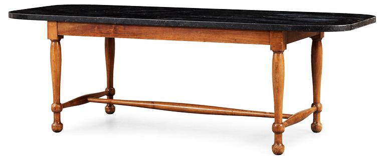 A Josef Frank black stone top sofa table by Svenskt Tenn.